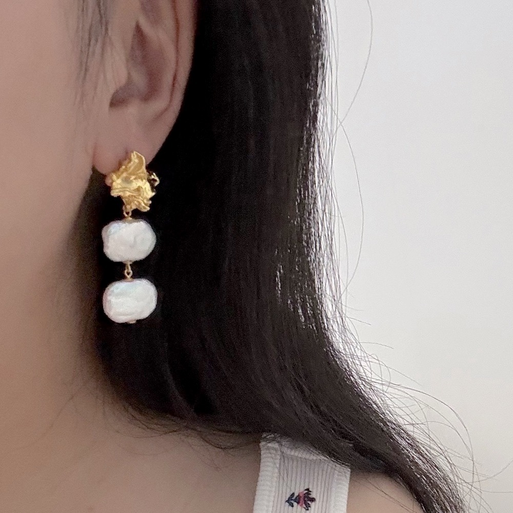 Sculptural Baroque Pearl Drop Earrings